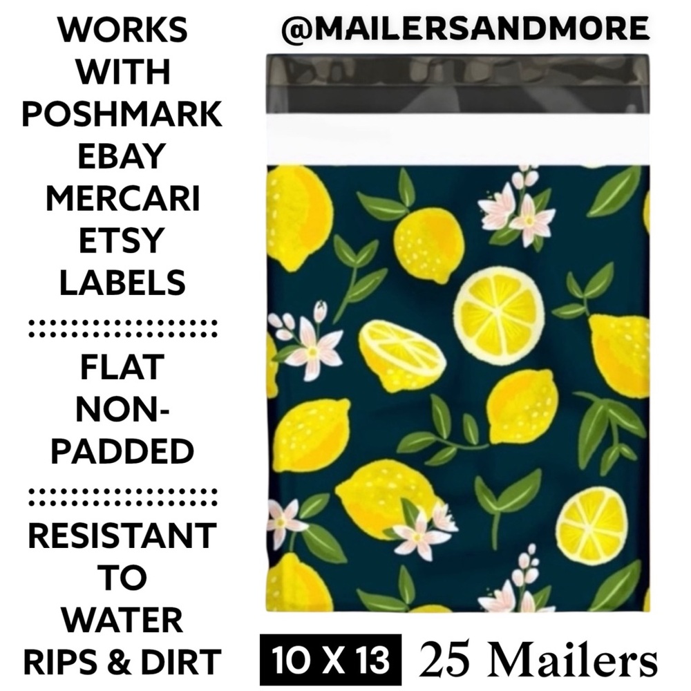 25 10X13 Poly Mailers Lemon and Blossoms Shipping Envelopes Bags PRICE IS FIRM - Picture 4 of 15